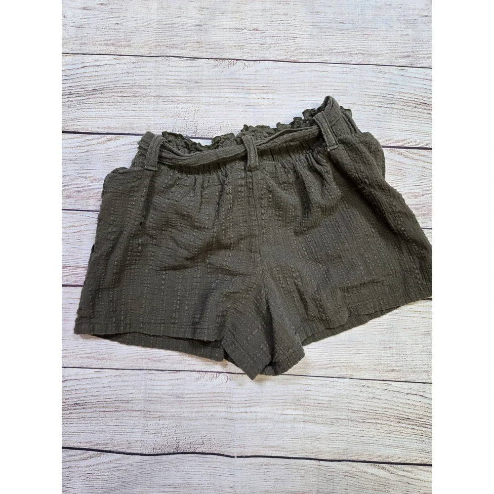 Art class Girls Shorts Size Small 6-6x Tie Belt Olive‎ green Paper bag waist